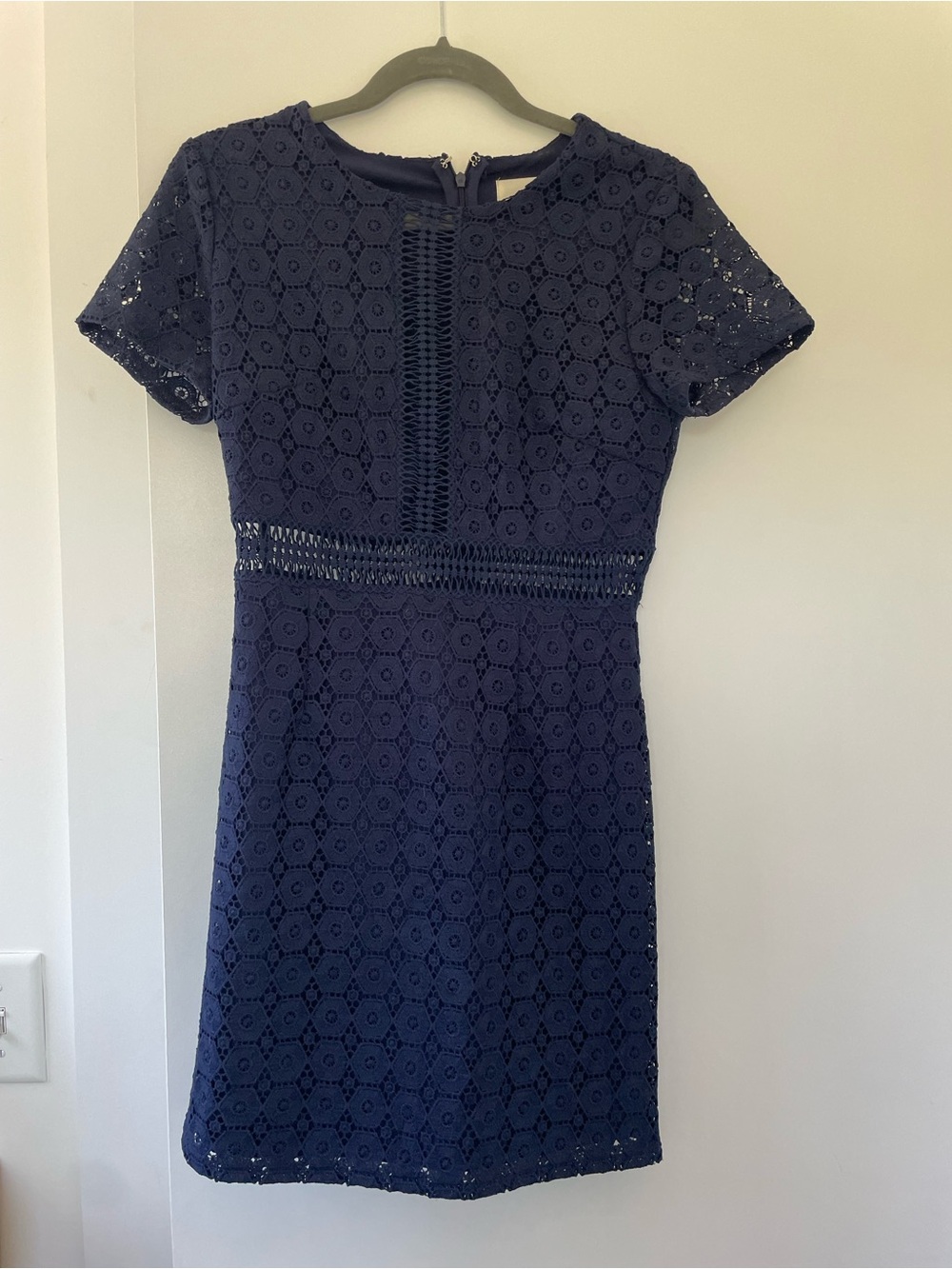 J.O.A. Navy Crochet Lace Shift Dress